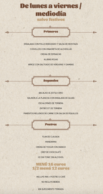 Menú del día La Antigua Farmacia