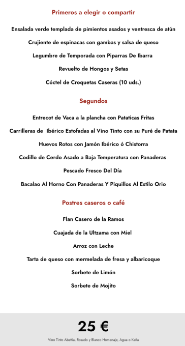 Menú fin de semana La Mandarra de la Ramos