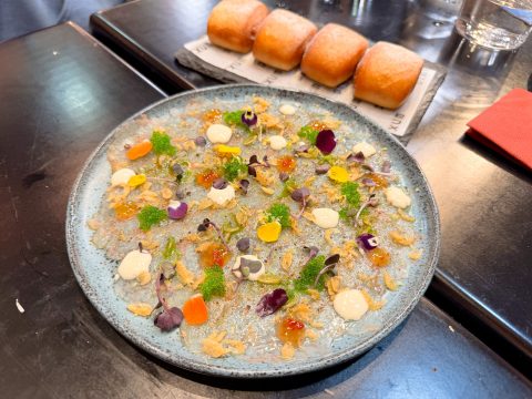Carpaccio de gamba roja Dimtxum